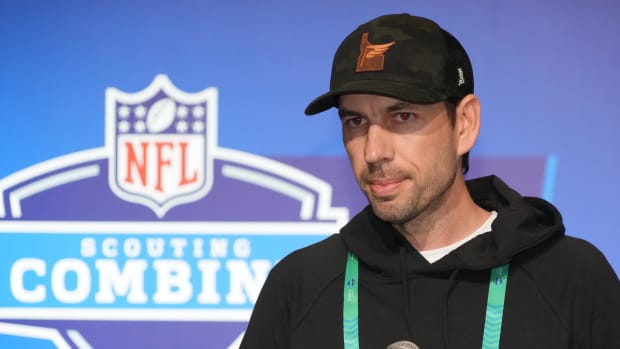 Mar 1, 2023; Indianapolis, IN, USA; Indianapolis Colts coach Shane Steichen during the NFL Scouting Combine at the Indiana Convention Center. Mandatory Credit: Kirby Lee-USA TODAY Sports