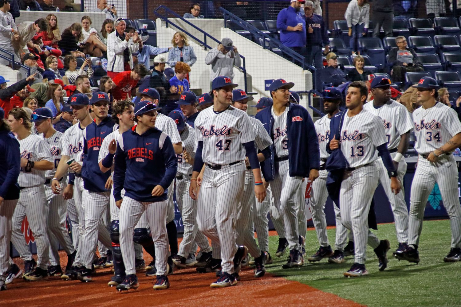 Ole Miss Baseball Team stripes jersey