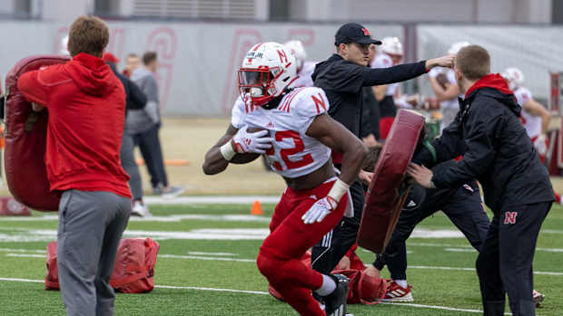 Running back Gabe Ervin 2023-03-23 Nebraska football spring practice