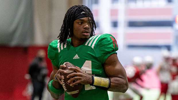 Quarterback Jeff Sims 2023-03-23 Nebraska football spring practice cropped