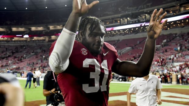 Sep 24, 2022; Tuscaloosa, Alabama, USA; Alabama Crimson Tide linebacker Will Anderson Jr. (31) leaves the field after defeating the Vanderbilt Commodores at Bryant-Denny Stadium. Alabama won 55-3. Mandatory Credit: Gary Cosby Jr.-USA TODAY Sports