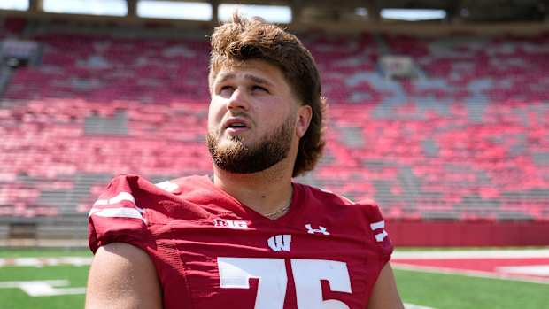 Wisconsin center Joe Tippmann at 2022 Media Day