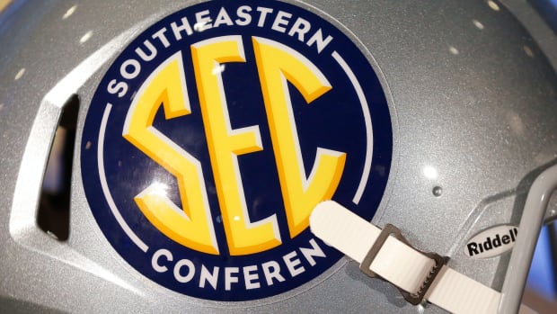SEC logo seen during SEC Media Days at the Hyatt Regency in Hoover, Ala., Monday, July 19, 2021. [Staff Photo/Gary Cosby Jr.] Sec Media Days