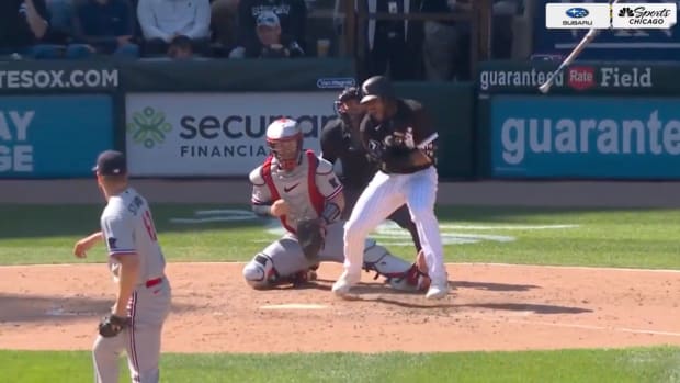 Hanser Alberto strikes out on a pitch that hit him