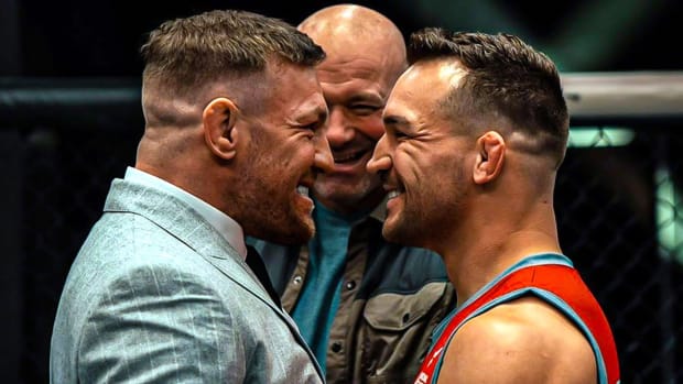 Conor McGregor and Michael Chandler face off on the set of "The Ultimate Fighter 31" (TUF 31)