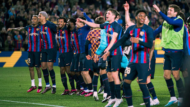 Barcelona celebrating a win