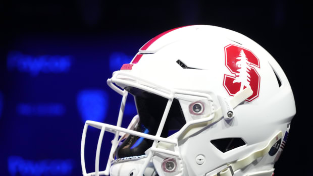 ul 29, 2022; Los Angeles, CA, USA; Stanford Cardinal helmet during Pac-12 Media Day at Novo Theater. Mandatory Credit: Kirby Lee-USA TODAY Sports