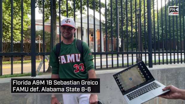 Florida A M 1B Sebastian Greico After FAMU def  ASU 8 6