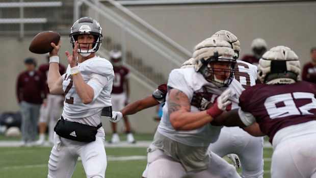 Missouri State football players seen here during the annual Maroon and White game at Plaster Stadium in Springfield on April 15, 2023.