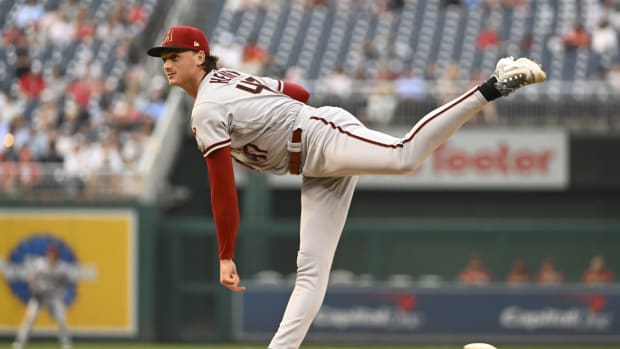 Tommy Henry pitching against the Nationals on June 6th