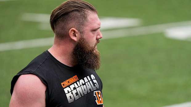 Cincinnati Bengals offensive tackle Jonah Williams (73) walks between drills during an off-season workout inside Paycor Stadium in downtown Cincinnati on Tuesday, June 13, 2023.