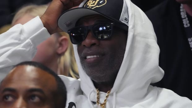 Colorado Buffaloes head coach Deion Sanders during the game Colorado State Rams the second half at the CU Events Center.