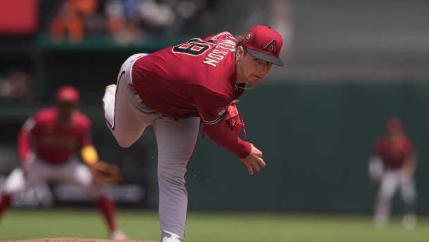 Ryne Nelson throws a pitch vs. Giants June 25, 2023
