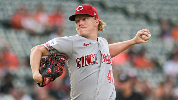 Cincinnati Reds starting pitcher Andrew Abbott (41) throws a third inning pitch against the Baltimore Orioles at Oriole Park at Camden Yards.