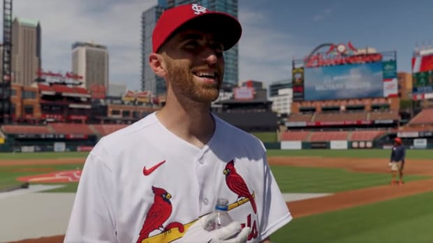 USMNT goalkeeper Matt Turner speaks after taking batting practice with the St. Louis Cardinals.