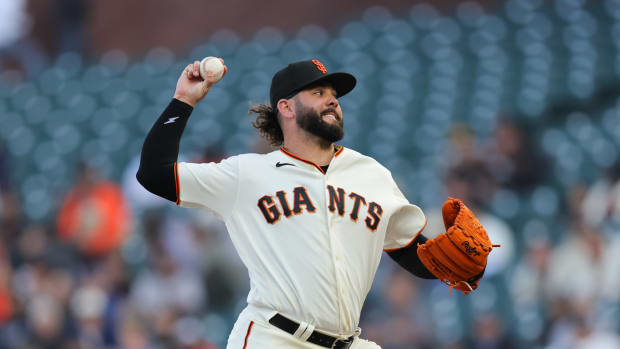 SF Giants starting pitcher Jakob Junis throws a pitch during the first inning against the Arizona Diamondbacks on July 31, 2023.