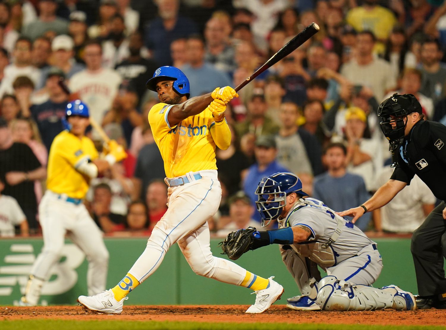 Pablo Reyes hits a walk-off grand slam for the Red Sox against the Royals in Aug. 2023.