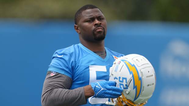 Jun 14, 2022; Costa Mesa, California, USA; Los Angeles Chargers linebacker Khalil Mack (52) during minicamp at the Hoag Performance Center. Mandatory Credit: Kirby Lee-USA TODAY Sports
