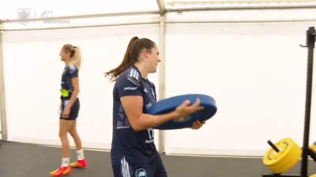Spain Women players build their own gym at Euro 2022 training camp
