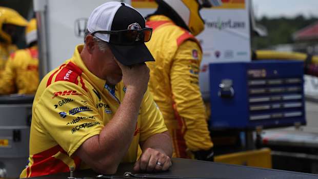 Sunday's in-team, in-fighting between Andretti Autosport teammates Alexander Rossi and Romain Grosjean even had one of Grosjean's crew member shaking his head in disbelief. Photo: IndyCar/Matt Fraver.