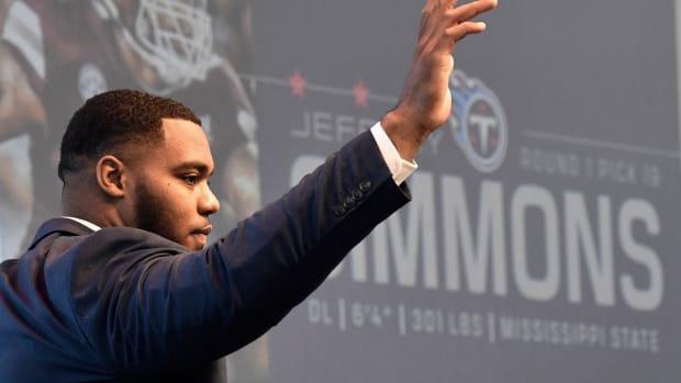 Tennessee Titans' first round NFL Draft pick Jeffery Simmons showed up at the season ticket holders luncheon at the Country Music Hall of Fame Friday, April 26, 2019, in Nashville, Tenn.