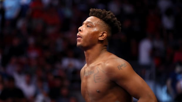 Jun 12, 2021; Glendale, Arizona, USA; Jamahal Hill during UFC 263 at Gila River Arena.