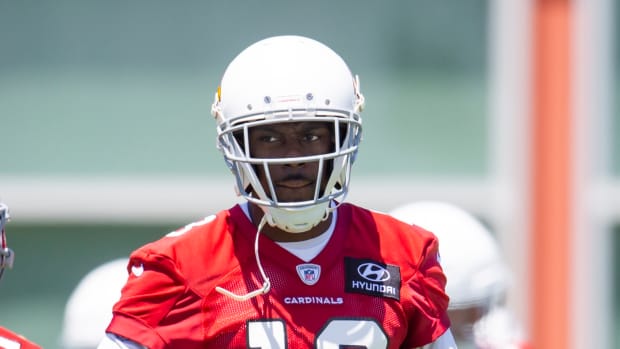 May 23, 2022; Tempe, AZ, USA; Arizona Cardinals wide receiver A.J. Green (18) during OTA workouts at the teams training facility. Mandatory Credit: Mark J. Rebilas-USA TODAY Sports