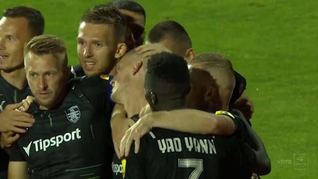 Perfect top-corner free-kick in the Slovakian League