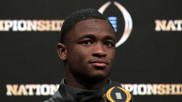 Clemson Tigers defensive back Travon Mullen reacts during the College Football Playoff national champions press conference at the San Jose McEnery Convention Center. Kirby Lee-USA TODAY Sports