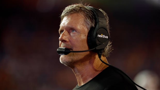 Utah Utes head coach Kyle Whittingham looks on during the second half against the Florida Gators at Steve Spurrier-Florida Field.