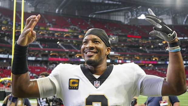 New Orleans Saints QB Jameis Winston Celebrates Defeating Falcons