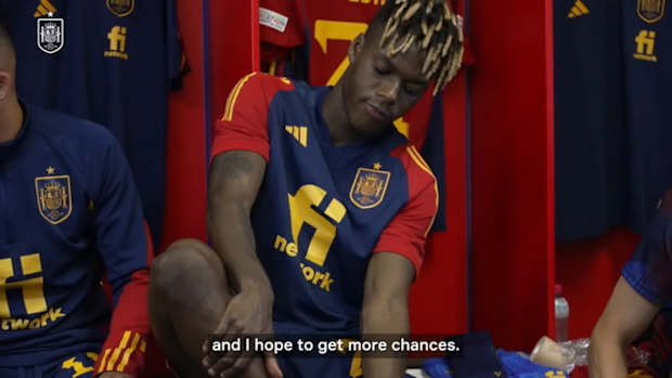 Nico Williams on his senior international debut with Spain