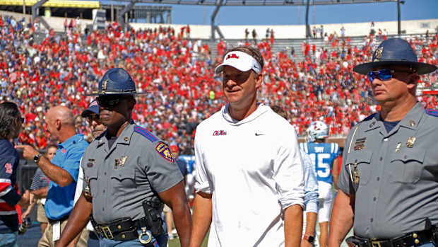 Lane Kiffin smiling