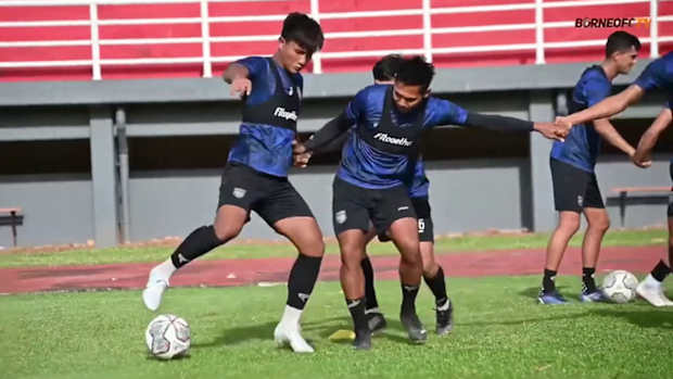 Fun games and fitness work during Borneo FC's training session