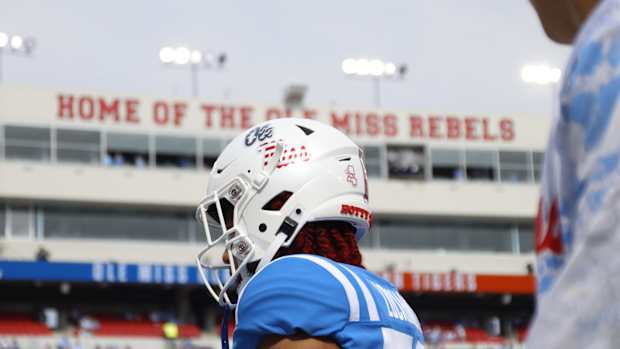 Ole Miss military helmet American flag