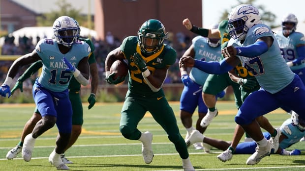 Oct 22, 2022; Waco, Texas, USA; Baylor Bears running back Richard Reese (29) runs during the first half against the Kansas Jayhawks at McLane Stadium.
