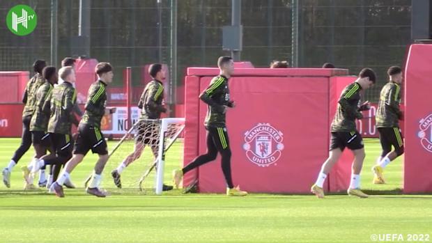 Cristiano Ronaldo in training as Manchester United prepare for Sheriff