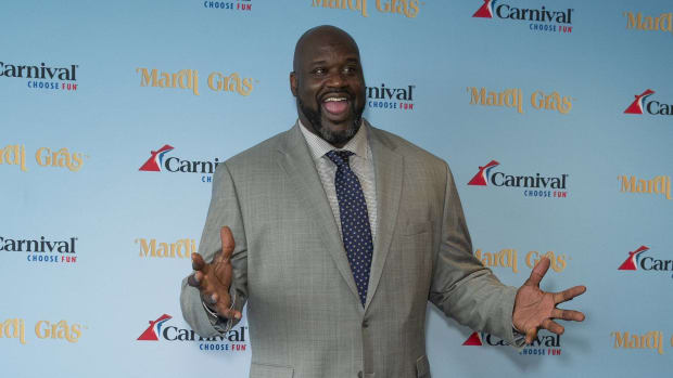 Shaq launches Big Chicken at Sea with Carnival Carnival Cruise Line and NBA star/Carnival’s Chief Fun Officer Shaquille O’Neal host a deck party to celebrate Mardi Gras, Carnival’s newest ship at Chelsea Piers Current New York New York United States Current at Chelsea Piers
