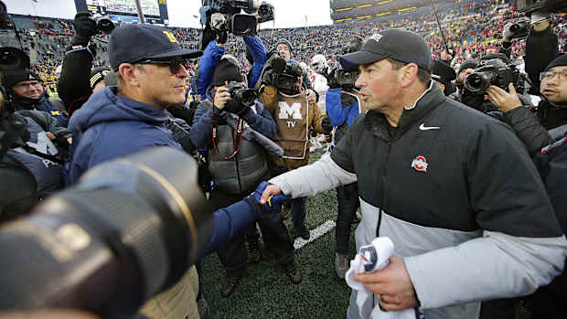 Michigan Wolverines, Ohio State Buckeyes, John Harbaugh, Ryan Day handshake