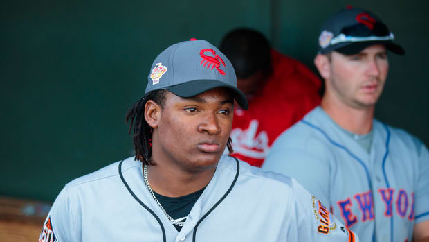 SF Giants pitcher Melvin Adon during the Arizona Fall League All Star Game at Surprise Stadium. (2018)