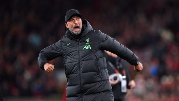 Jurgen Klopp pictured celebrating after Liverpool's 4-1 victory over Chelsea in January 2024 - his 200th win as a Premier League manager