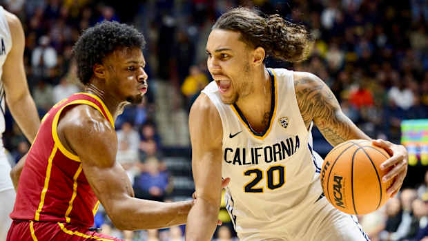 Cal's Jaylon Tyson drives on USC defender