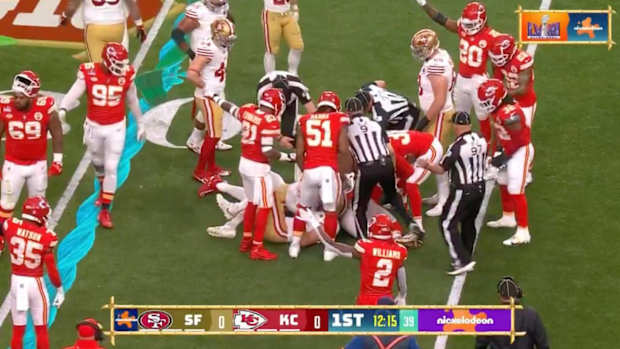 Christian McCaffrey gives up a fumble.