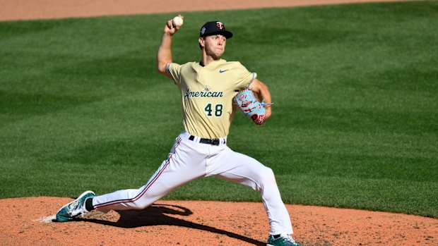 Jul 8, 2023; Seattle, Washington, USA; American League Futures pitcher David Festa (48) of the Minnesota Twins pitches to the National League during the fifth inning of the All Star-Futures game at T-Mobile Park.