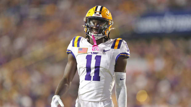 SU Tigers wide receiver Brian Thomas Jr. (11) smiles during the first half against the Army Black Knights.
