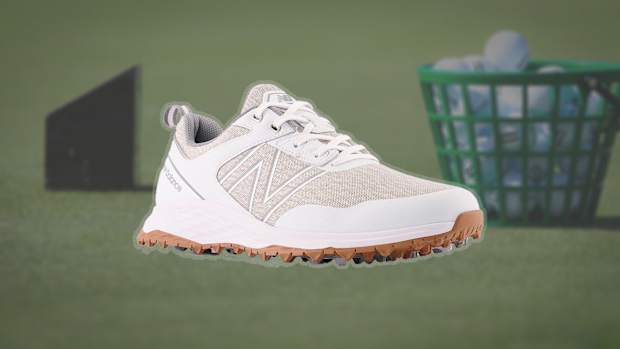 the new balance fresh foam contend sl golf shoes, seen here in white, are on sale at pga tour superstore