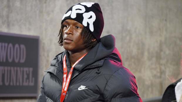 Recruit Vernell Brown III visits Ohio Stadium the day of the Ohio State, Michigan State football game on Nov. 11, 2023.