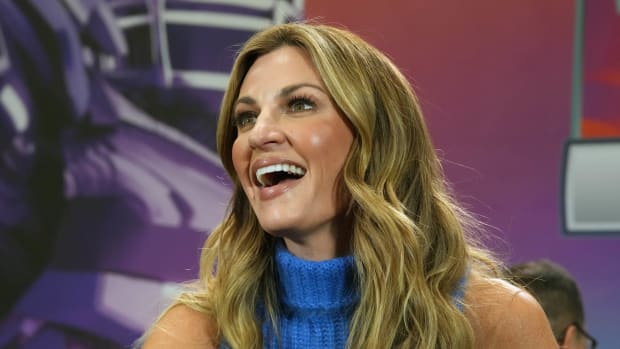 Feb 7, 2023; Phoenix, AZ, USA; Erin Andrews at Fox Sports media day at the Phoenix Convention Center. Mandatory Credit: Kirby Lee-USA TODAY Sports