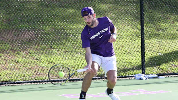 TCU Men's Tennis Jake Fearnley against Texas on March 2, 2024