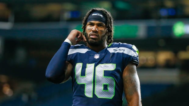 Aug 28, 2021; Seattle, Washington, USA; Seattle Seahawks tight end Cam Sutton (46) walks to the locker room following a 27-0 victory against the Los Angeles Chargers at Lumen Field. Mandatory Credit: Joe Nicholson-USA TODAY Sports  